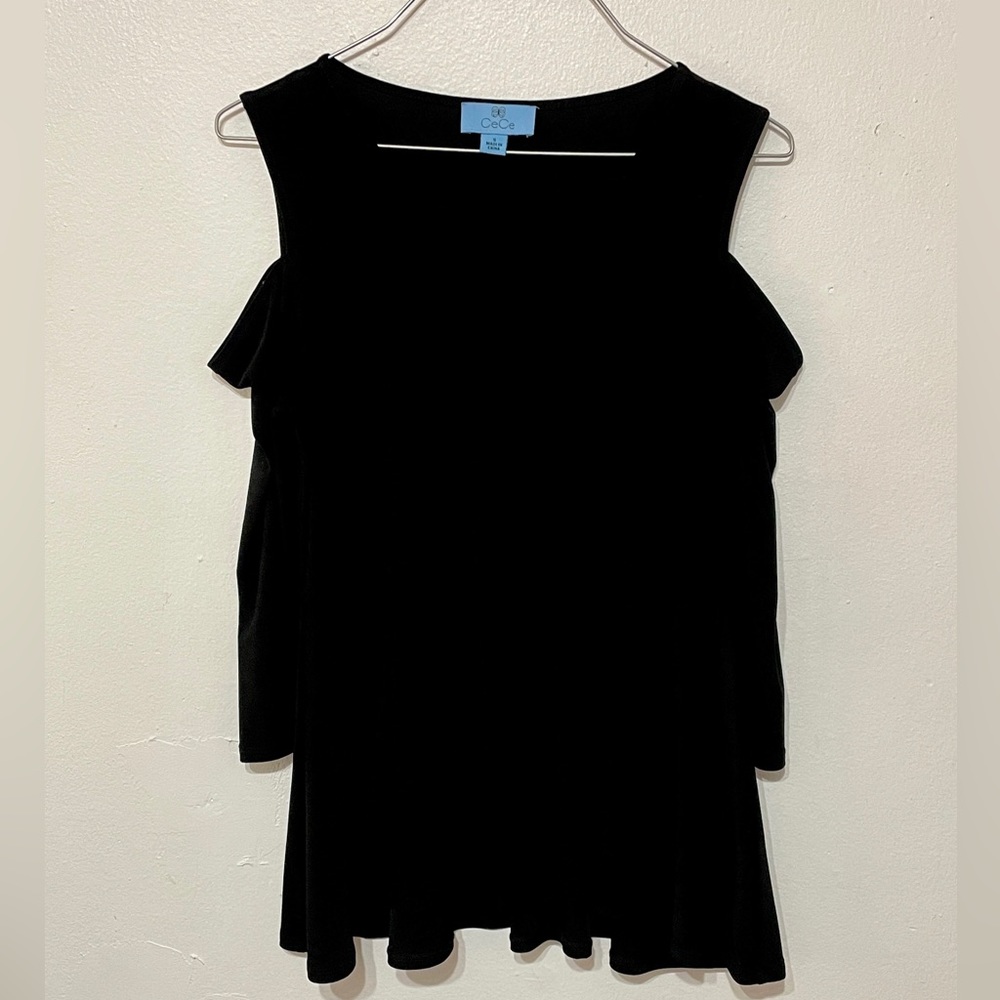 CeCe peplum, cold shoulder 3/4 sleeve top - Picture 6 of 6